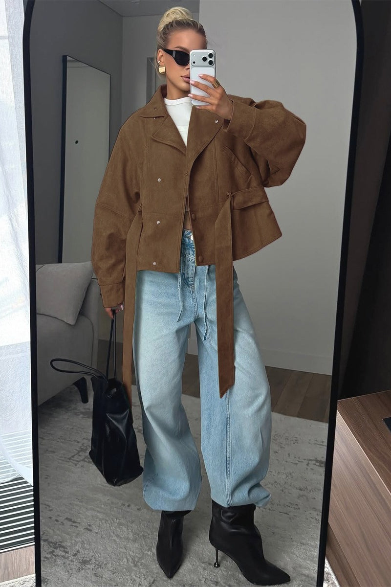 Tie Waist Cropped Field Jacket
