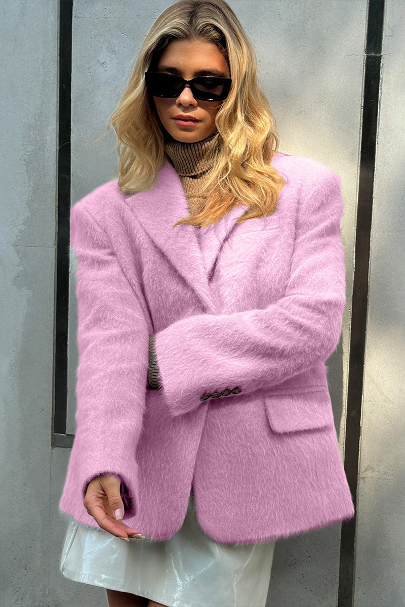 Plush Single Breasted Longline Blazer