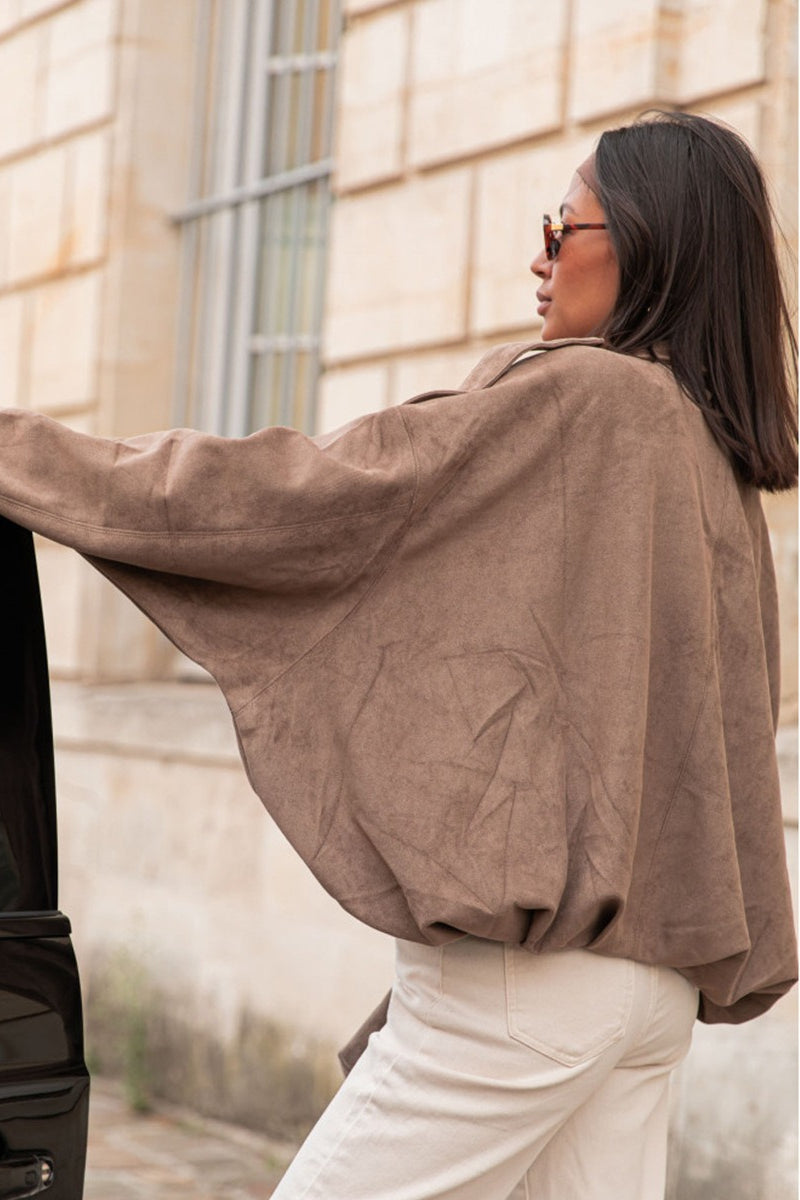 Oversized Faux Suede Bomber Urban Jacket