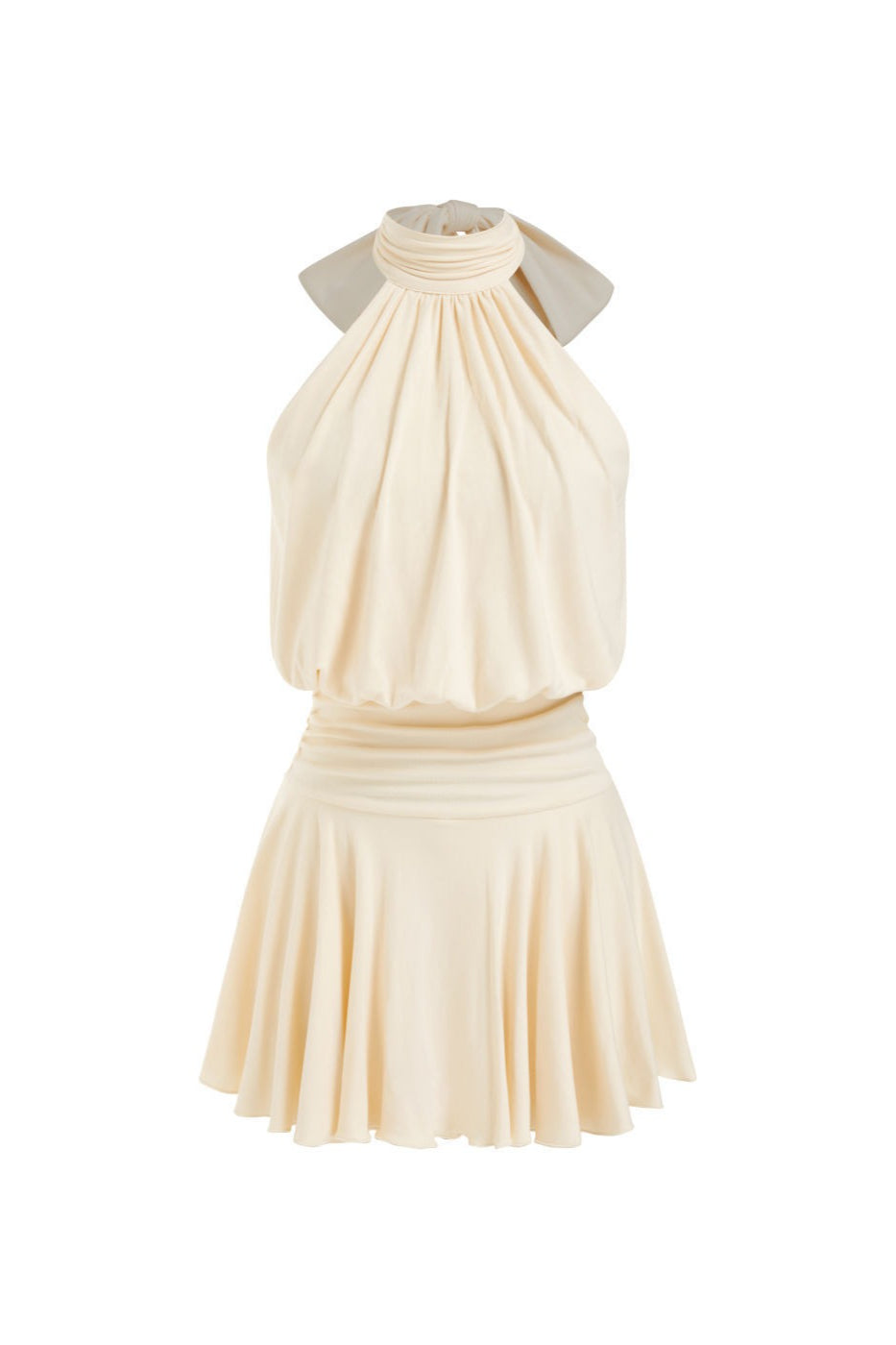 Solid Halter Ruffle Mini Dress