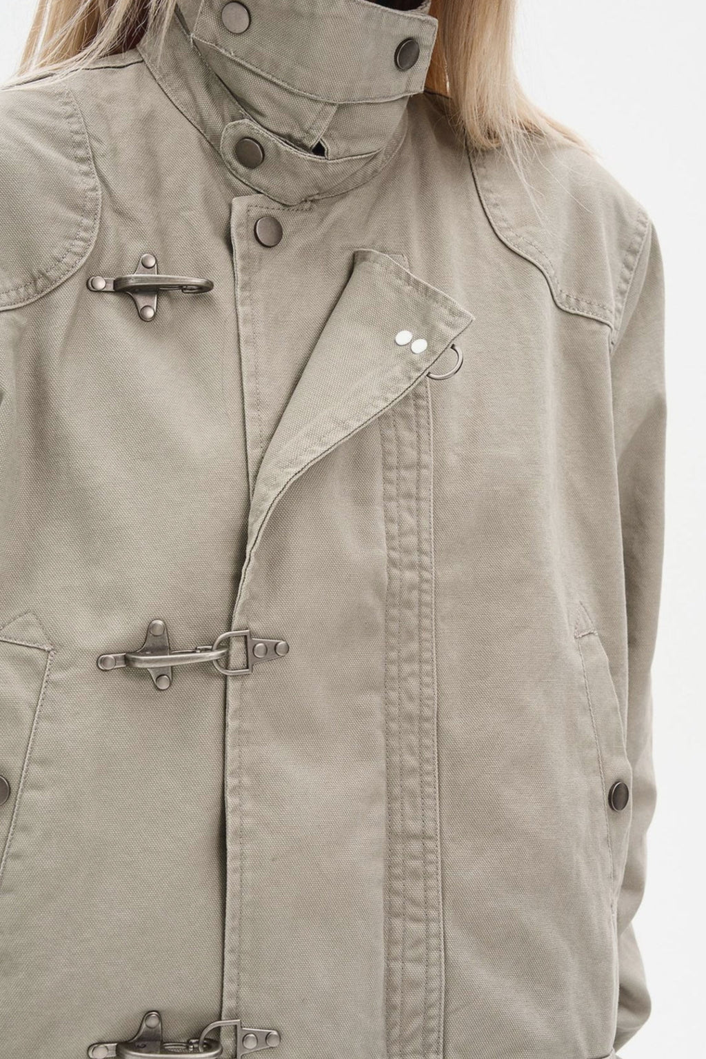 Vintage Toggle Stand Collar Utility Jacket
