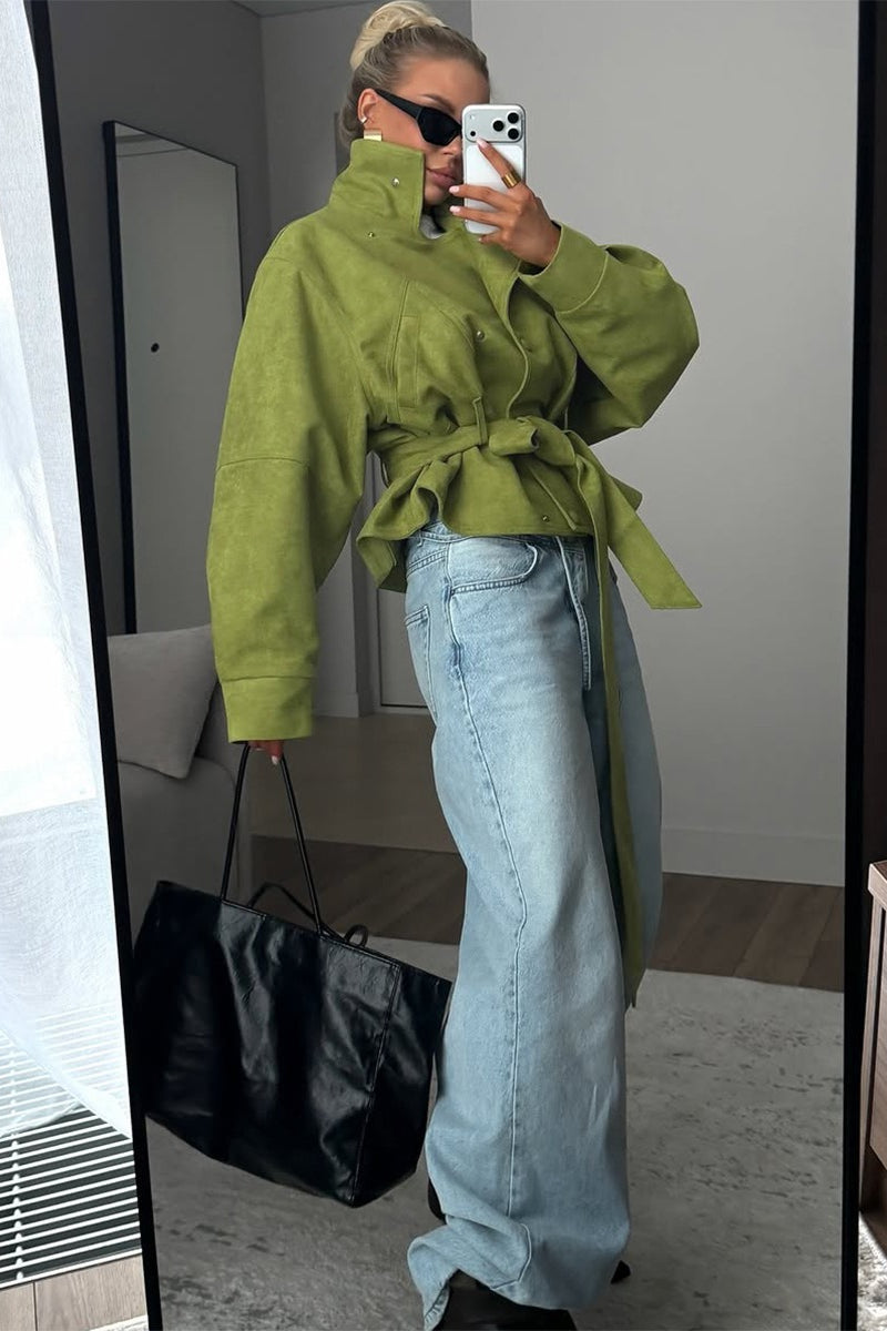 Tie Waist Cropped Field Jacket