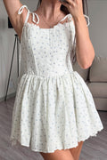 Fresh Floral Pleated Sexy Mini Dress