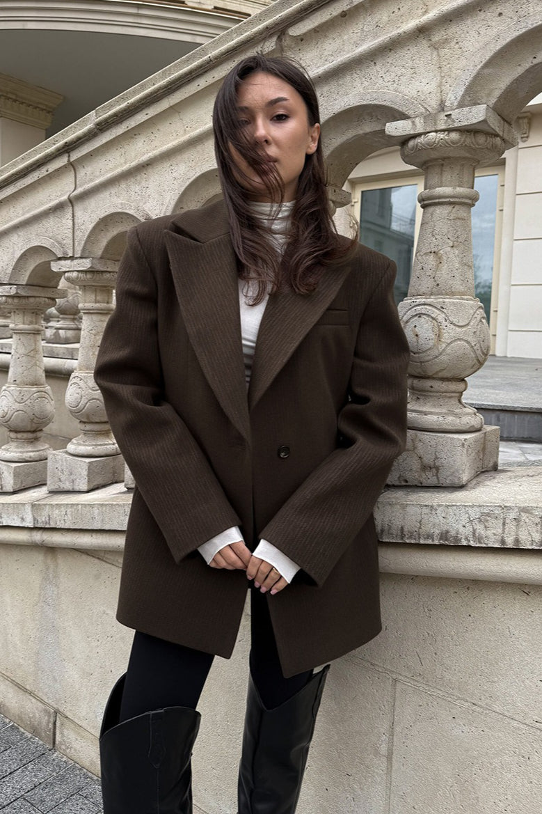 Notched Lapel Belted Tailored Blazer