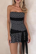Strapless Tie Polka Dot Mini Dress