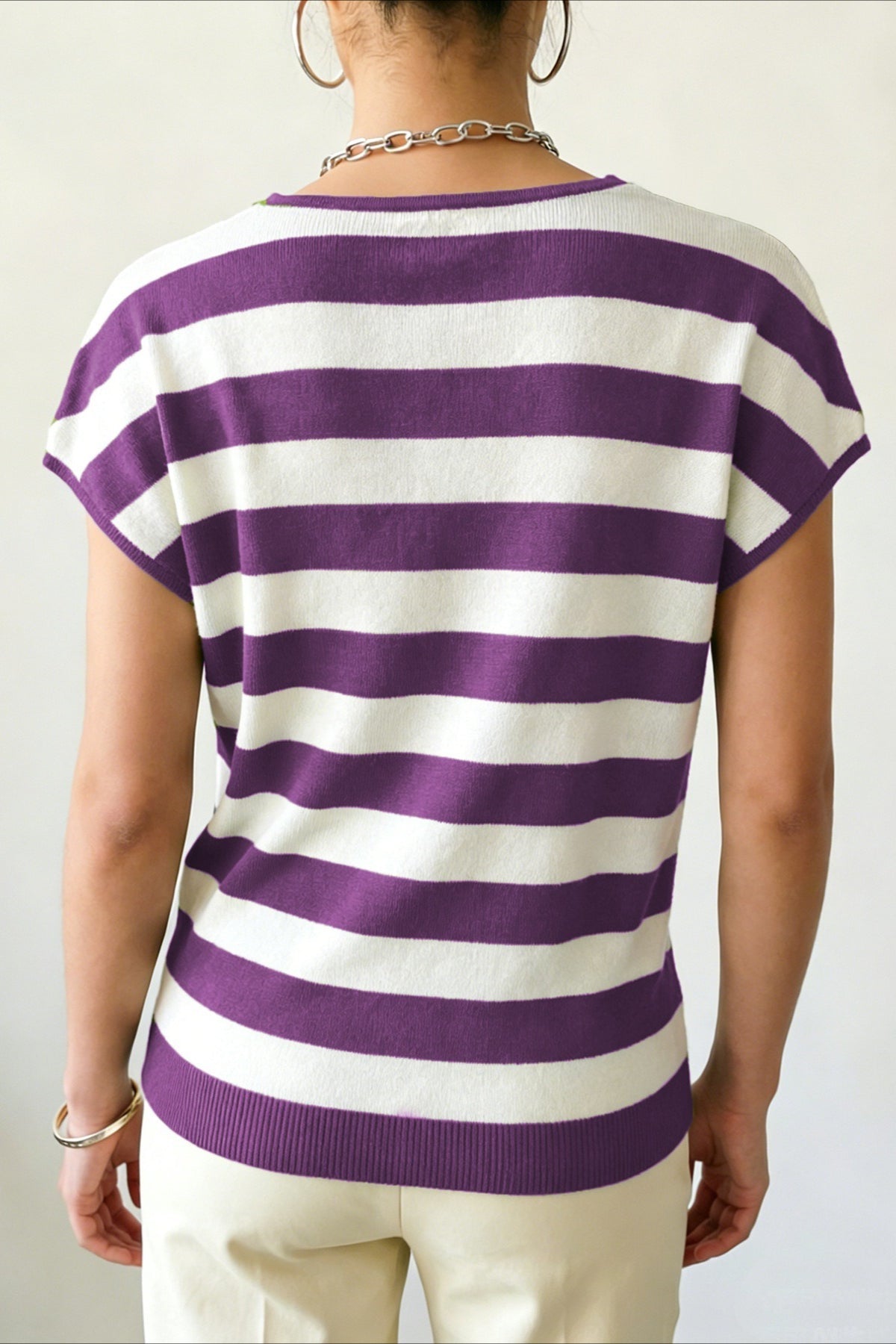 Striped Wrap Waist Short Sleeve Cardigans