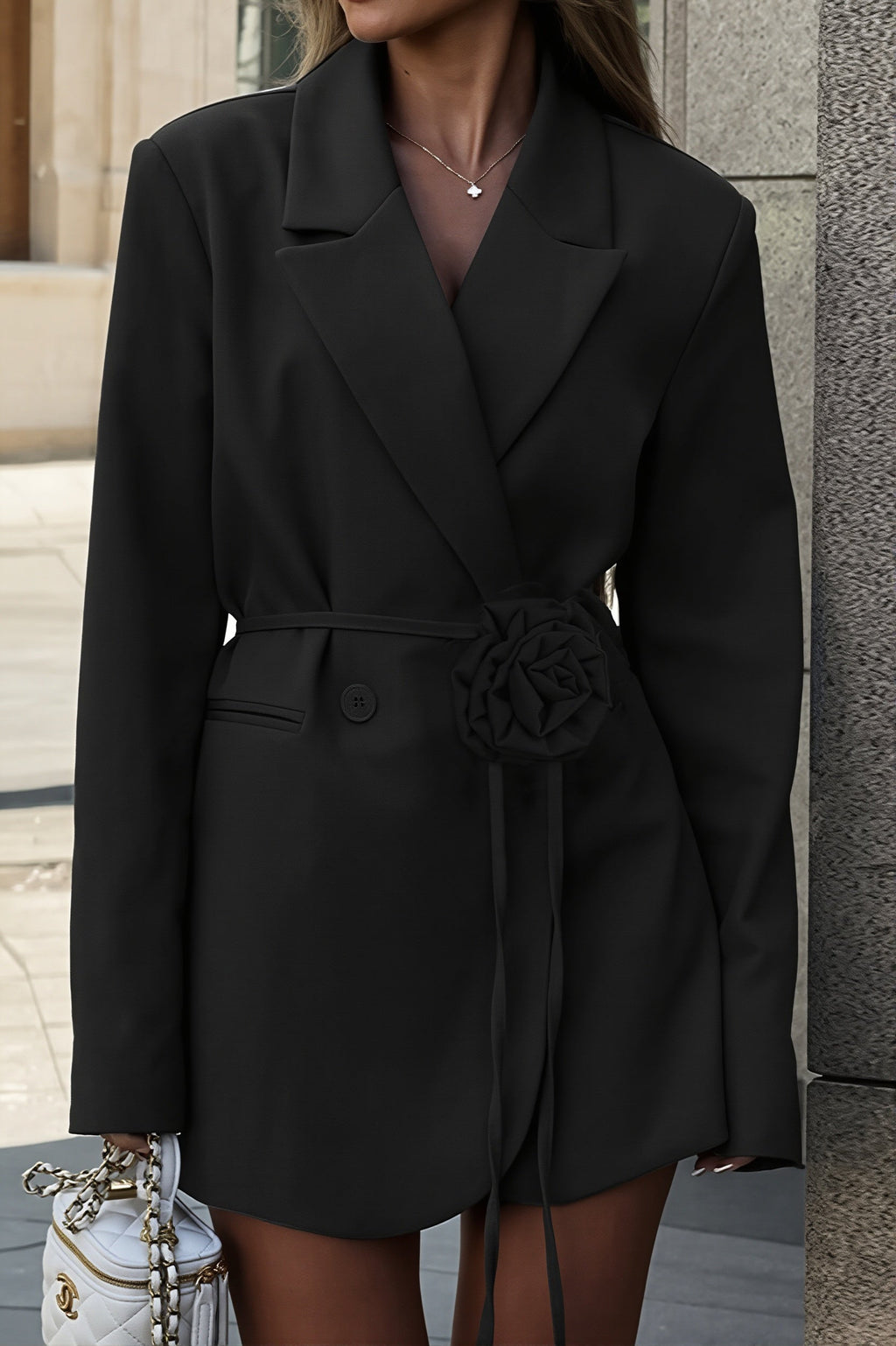 Rose Belt Tailored Blazer Dress