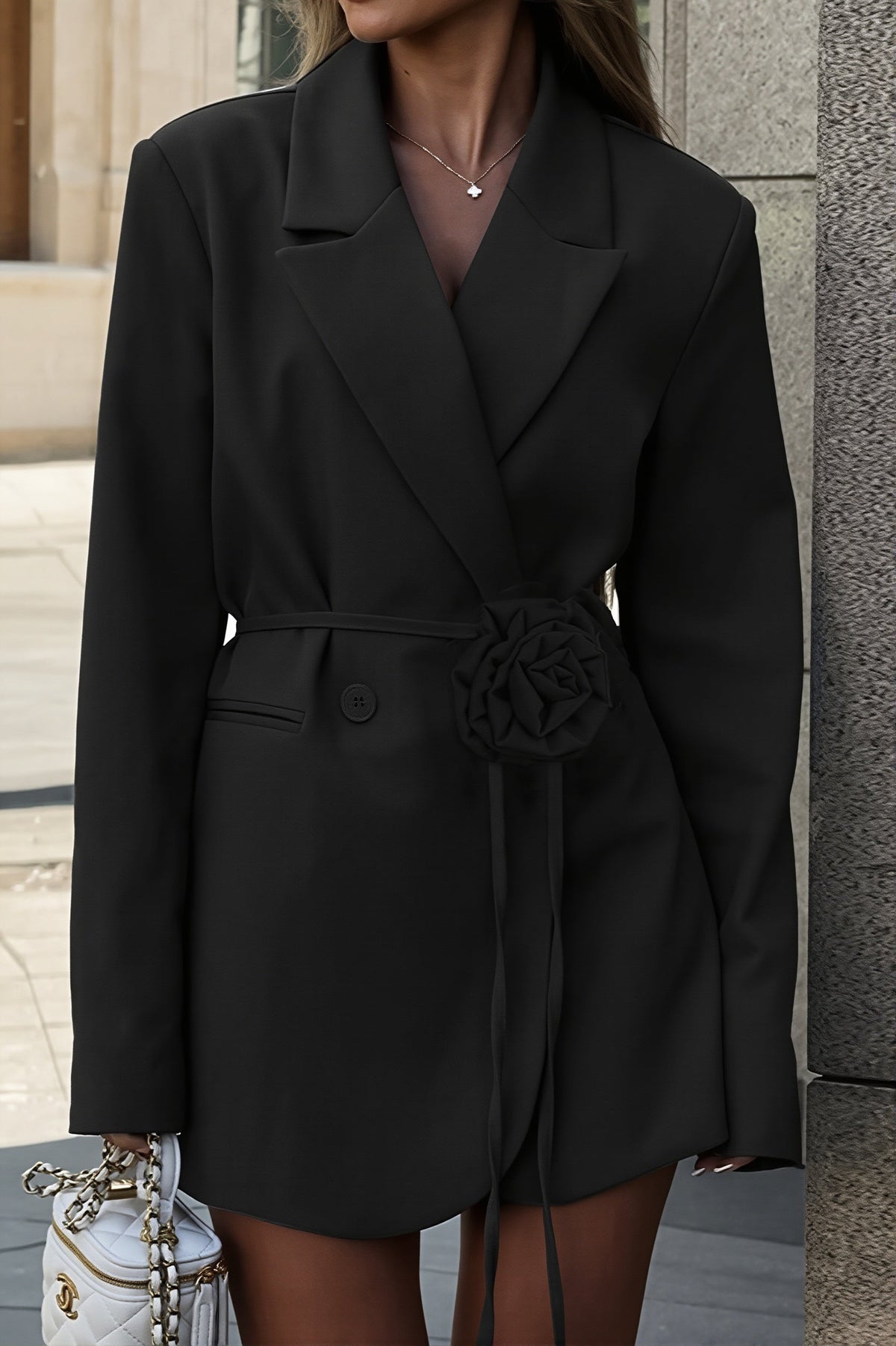 Rose Belt Tailored Blazer Dress