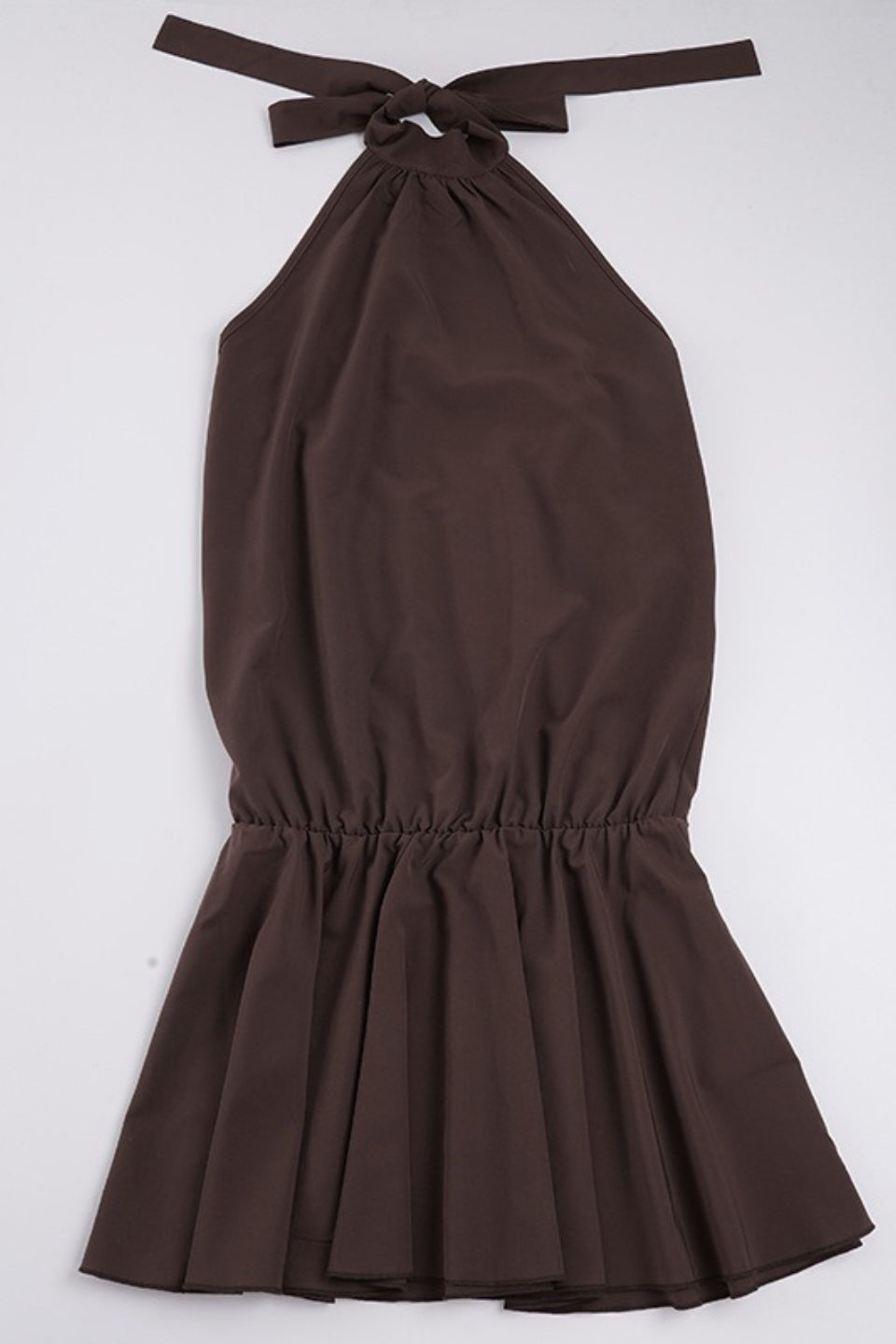 Vintage Solid Pleated Sexy Halter Mini Dress