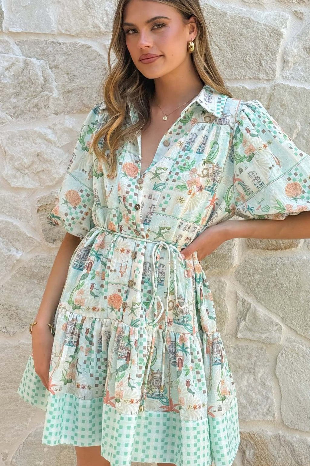 Linen Tie Elegant Fairy Mini Boho Dress