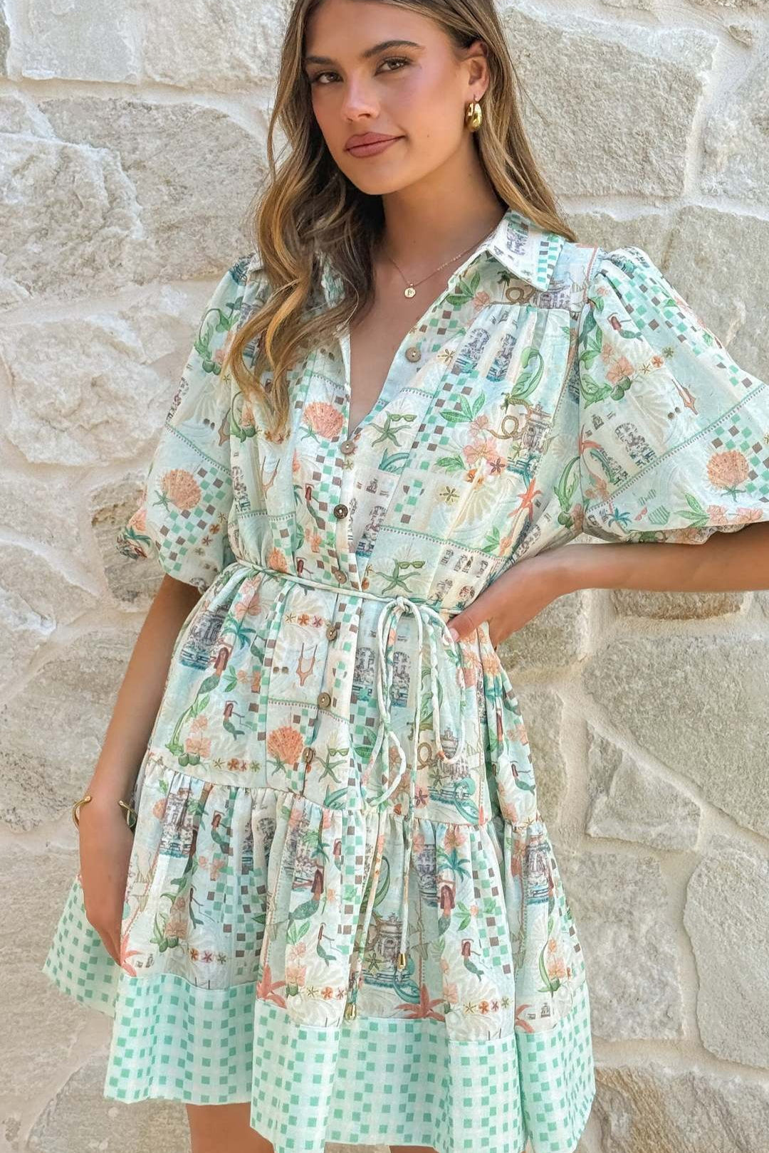 Linen Tie Elegant Fairy Mini Boho Dress