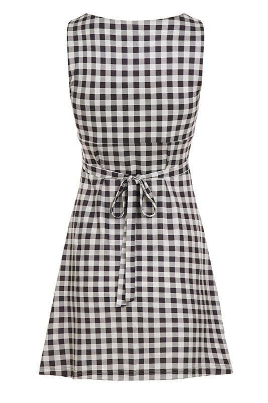 Vintage Plaid Tie A Line Mini Dress