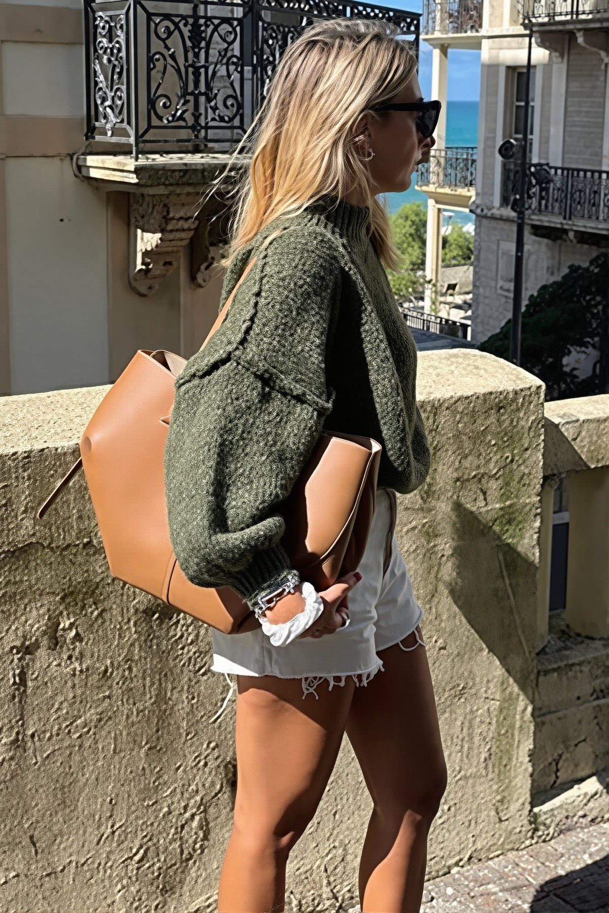 Mock Neck Oversized Longline Sweater