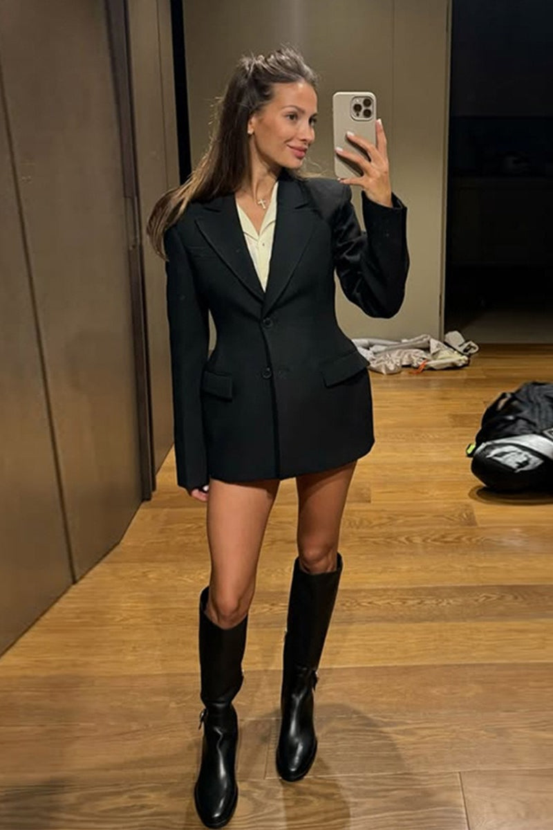Sculpted Waist Double Button Blazer