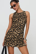 Leopard Print Sleeveless Mini Dress