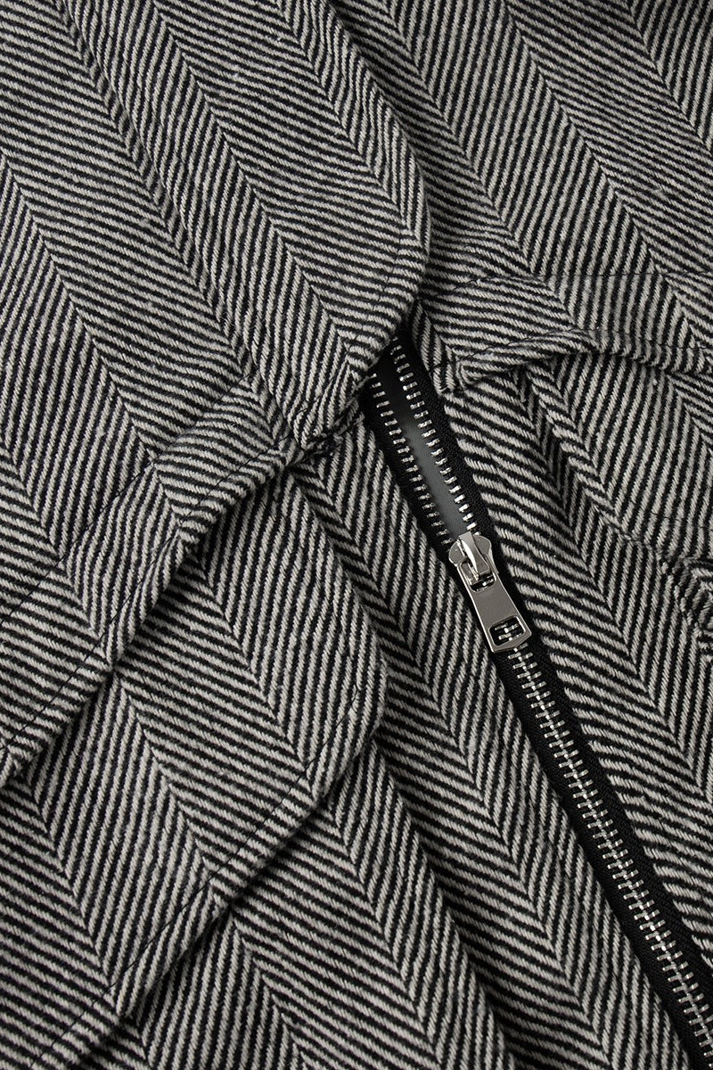 Herringbone High Collar Pocket Jacket