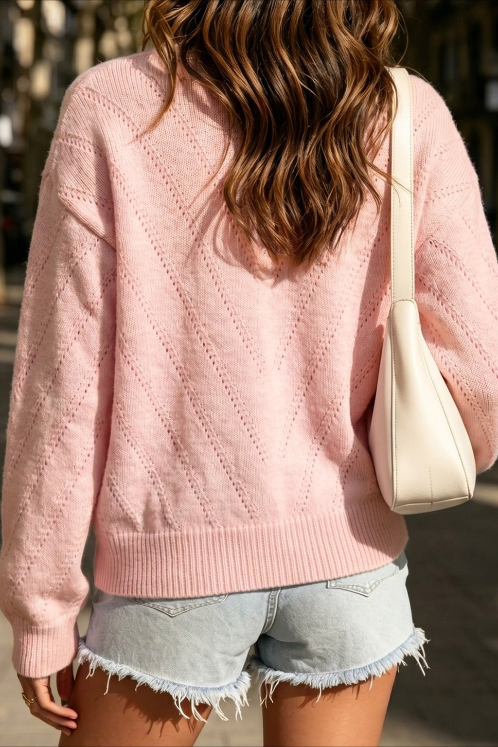 Fitted Pink V Neck Button Cardigans