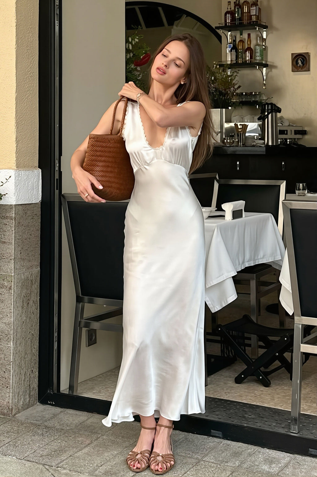 Sexy White Lace Insert Cami Bodycon Mini Dress
