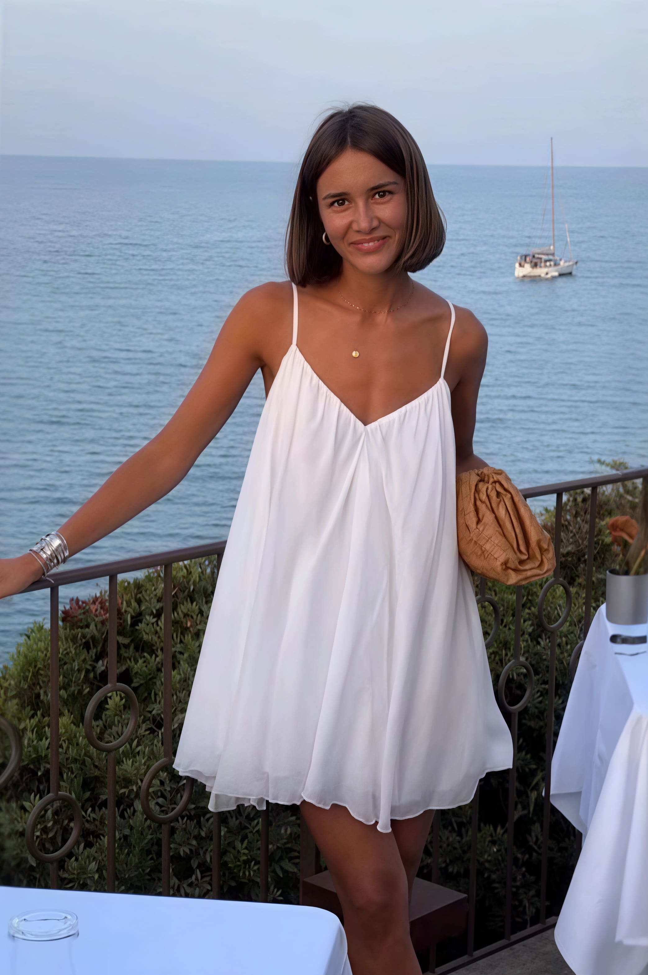 Solid Pleated Flowy Cami Mini Dress