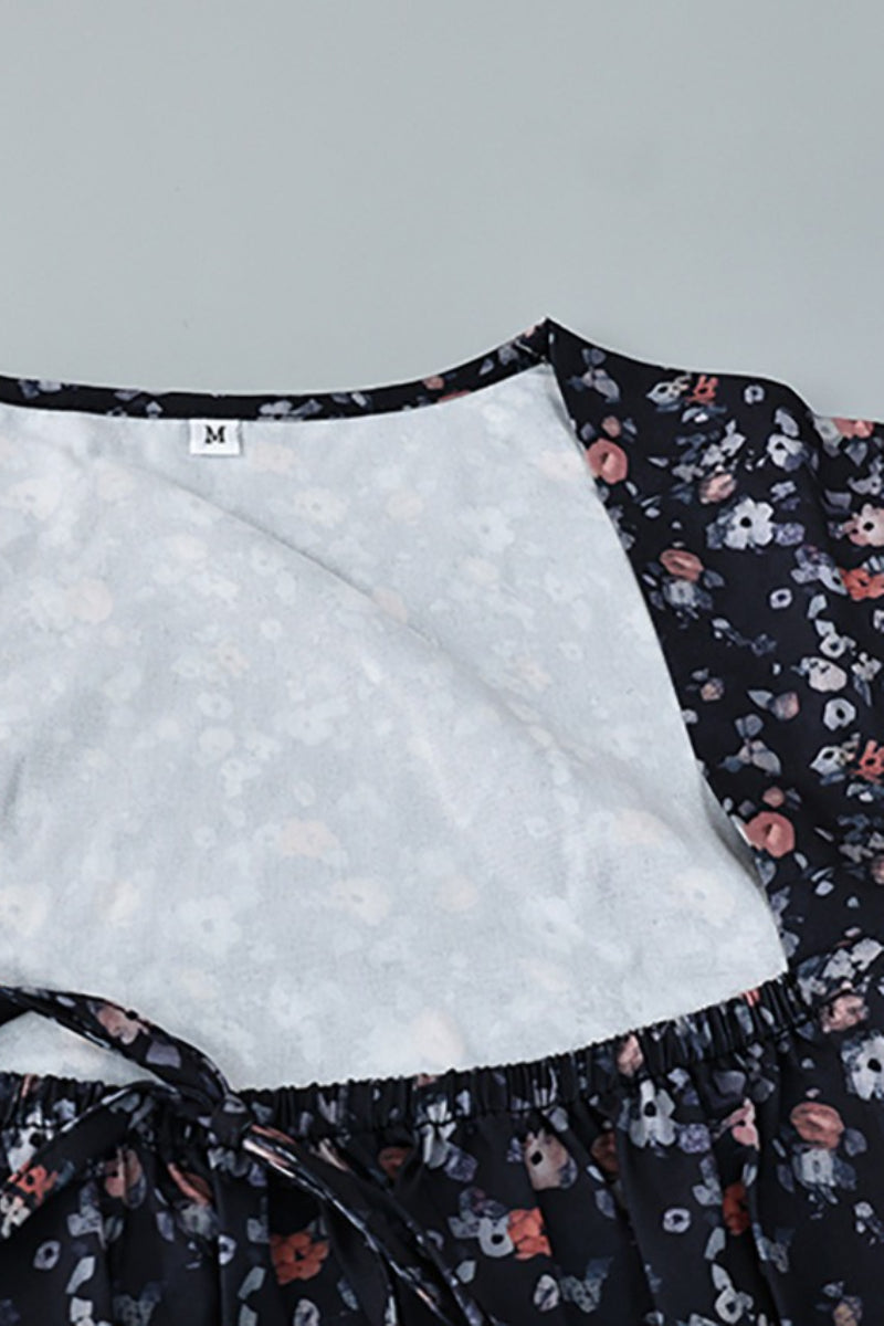 Lace Patch Floral High Waist Mini Dress