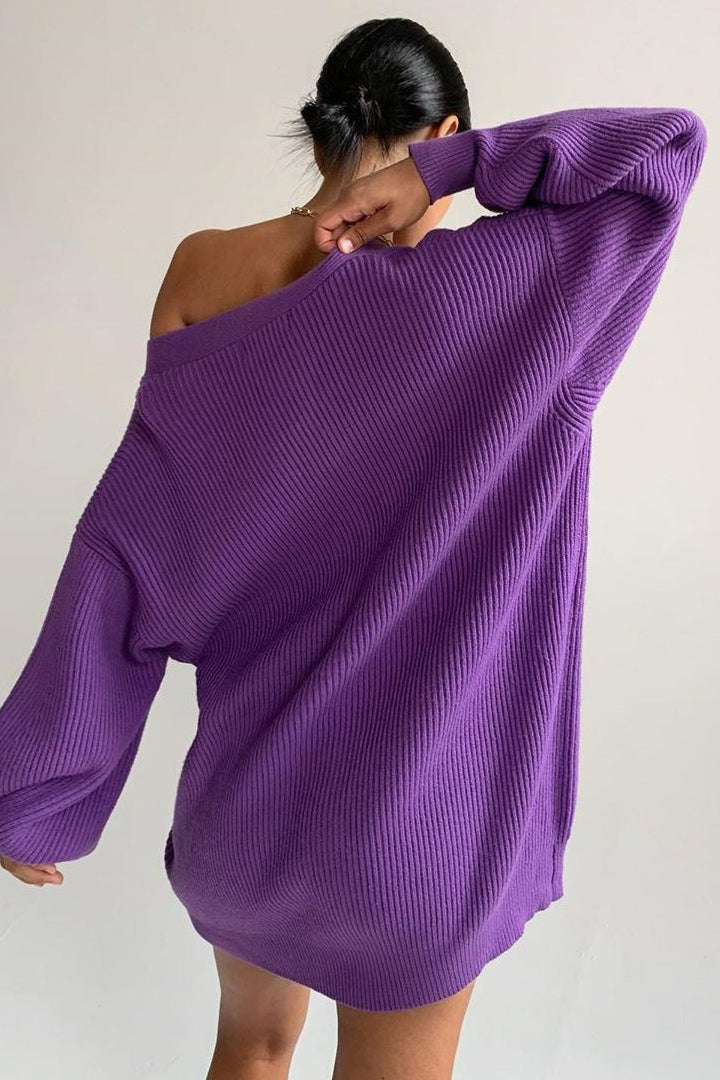 Relaxed V Neck Button Knit Cardigans