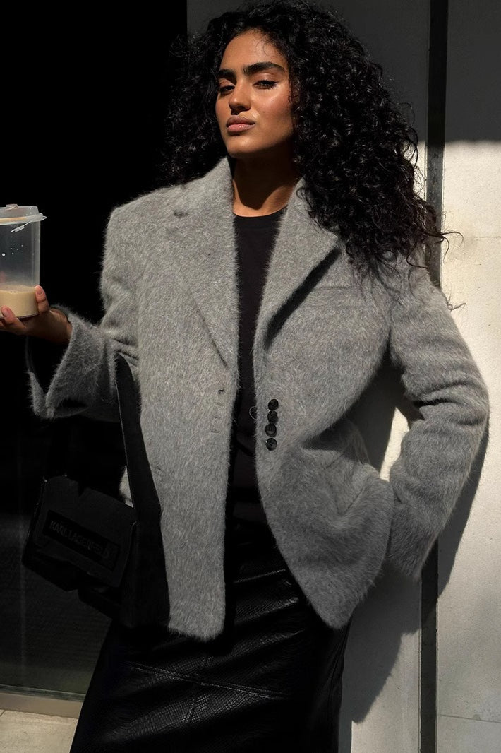 Plush Single Breasted Longline Blazer