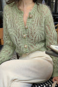 Pearl Button Leaf Knit Cardigans