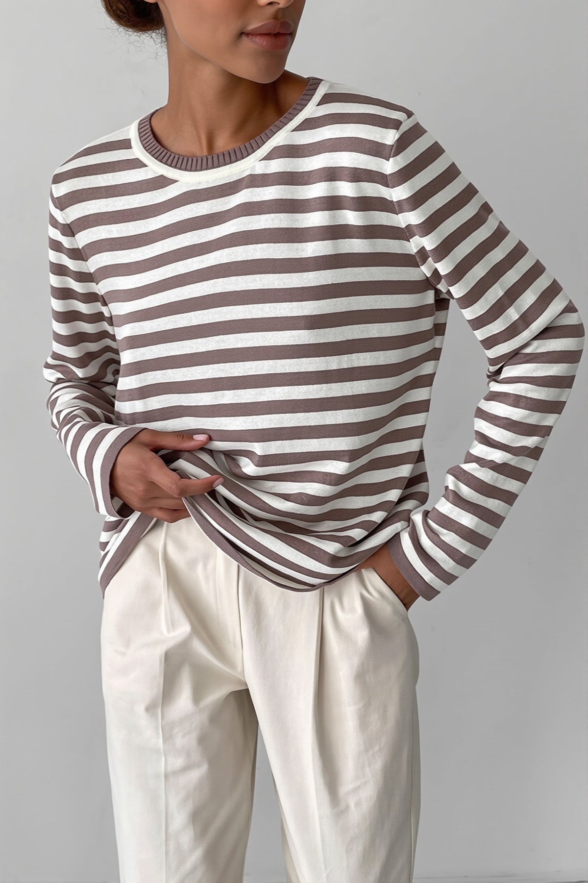 Classic Stripe Crew Neck Relaxed Sweater