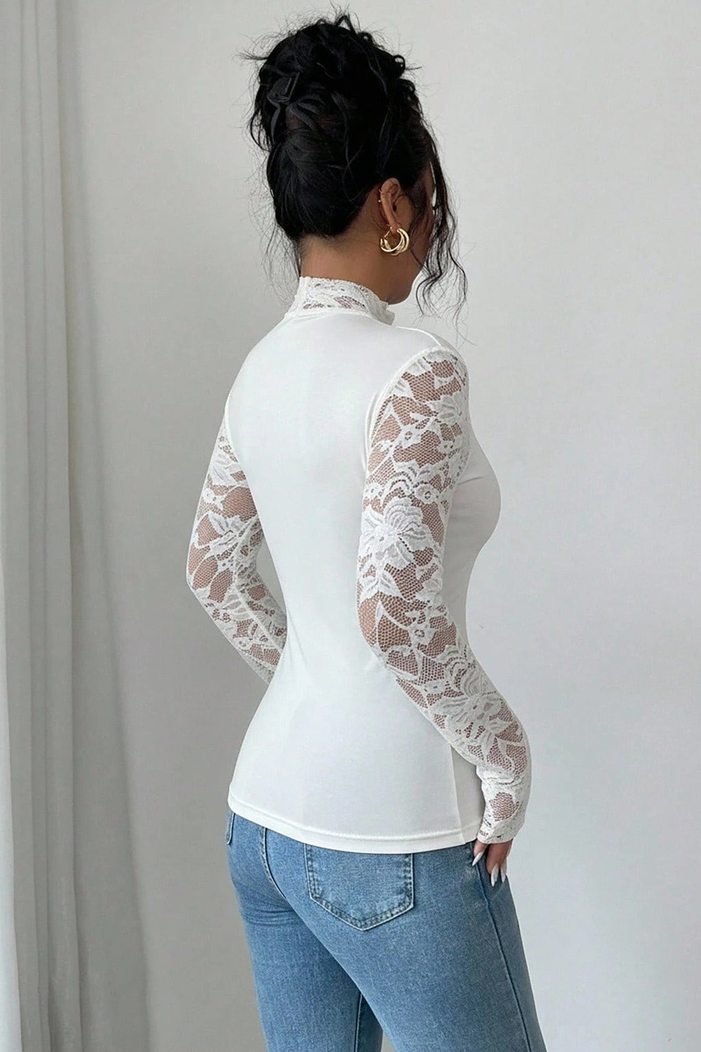 Sweetheart Lace Sleeve Bustier Top