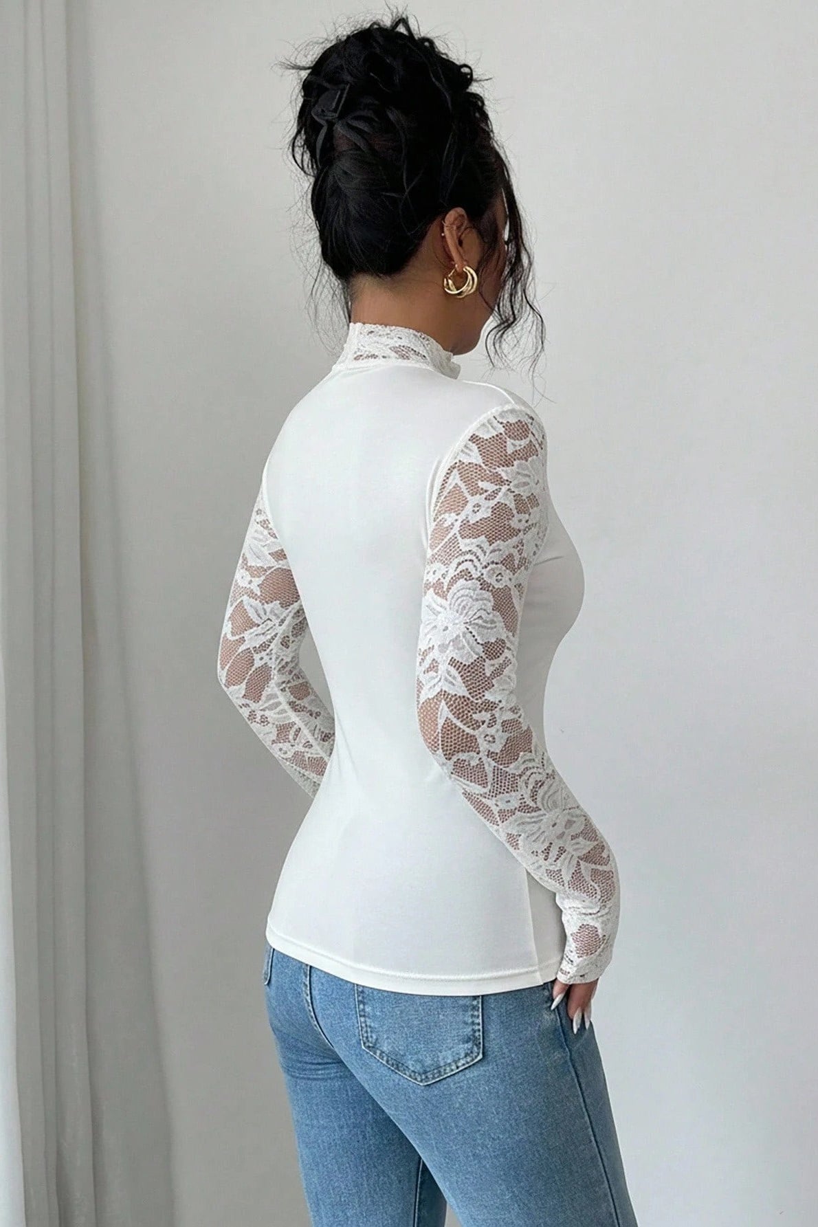 Sweetheart Lace Sleeve Bustier Top