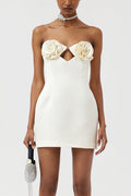 3D Rose Strapless Bodycon Mini Dress