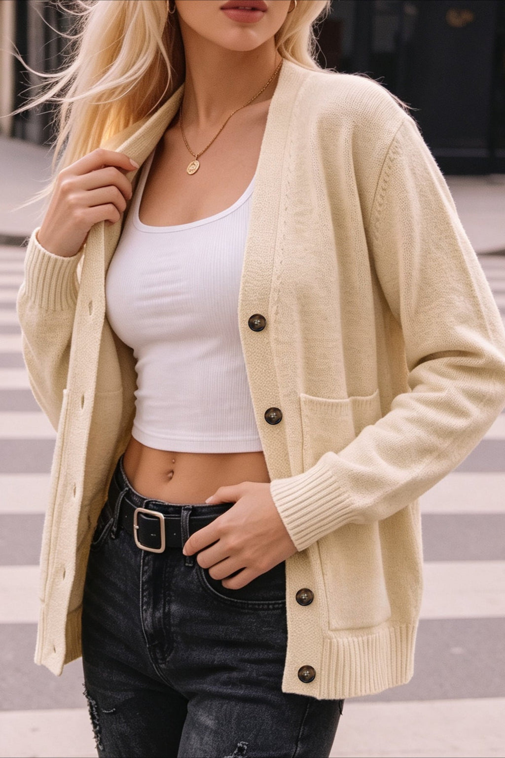 Longline V Neck Pocket Cardigans