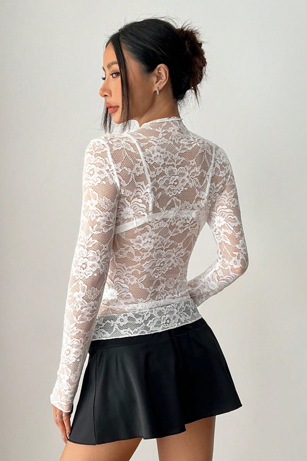 Floral Lace Mock Neck Top
