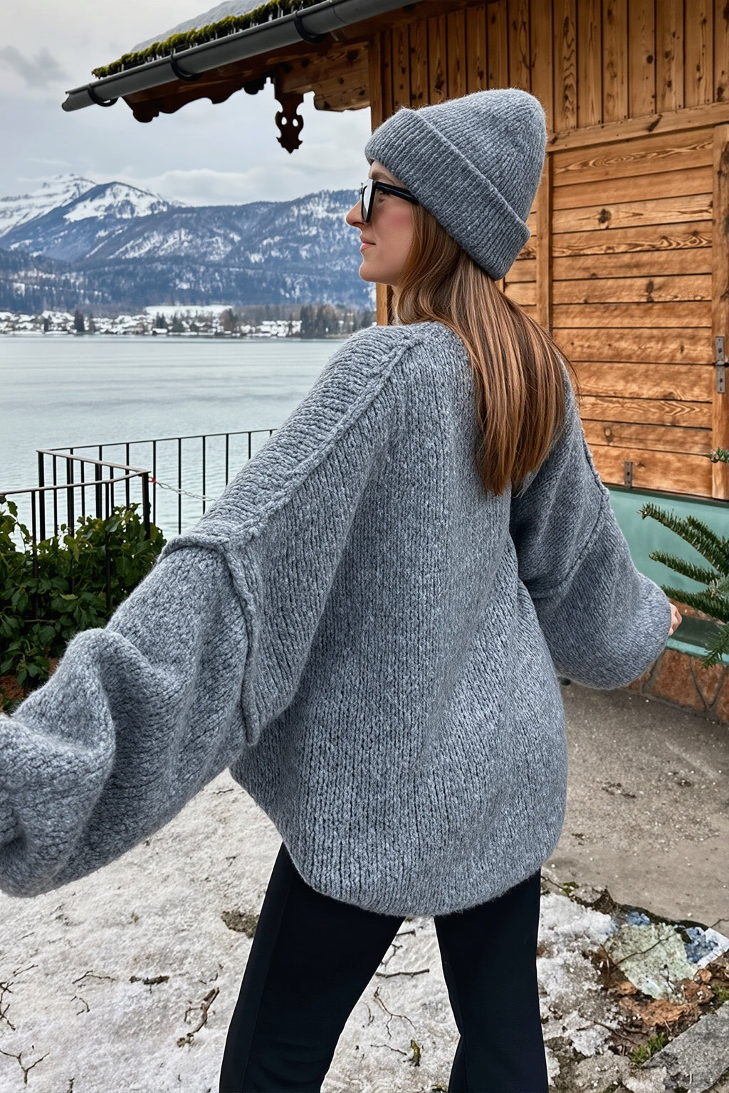 Mock Neck Oversized Longline Sweater