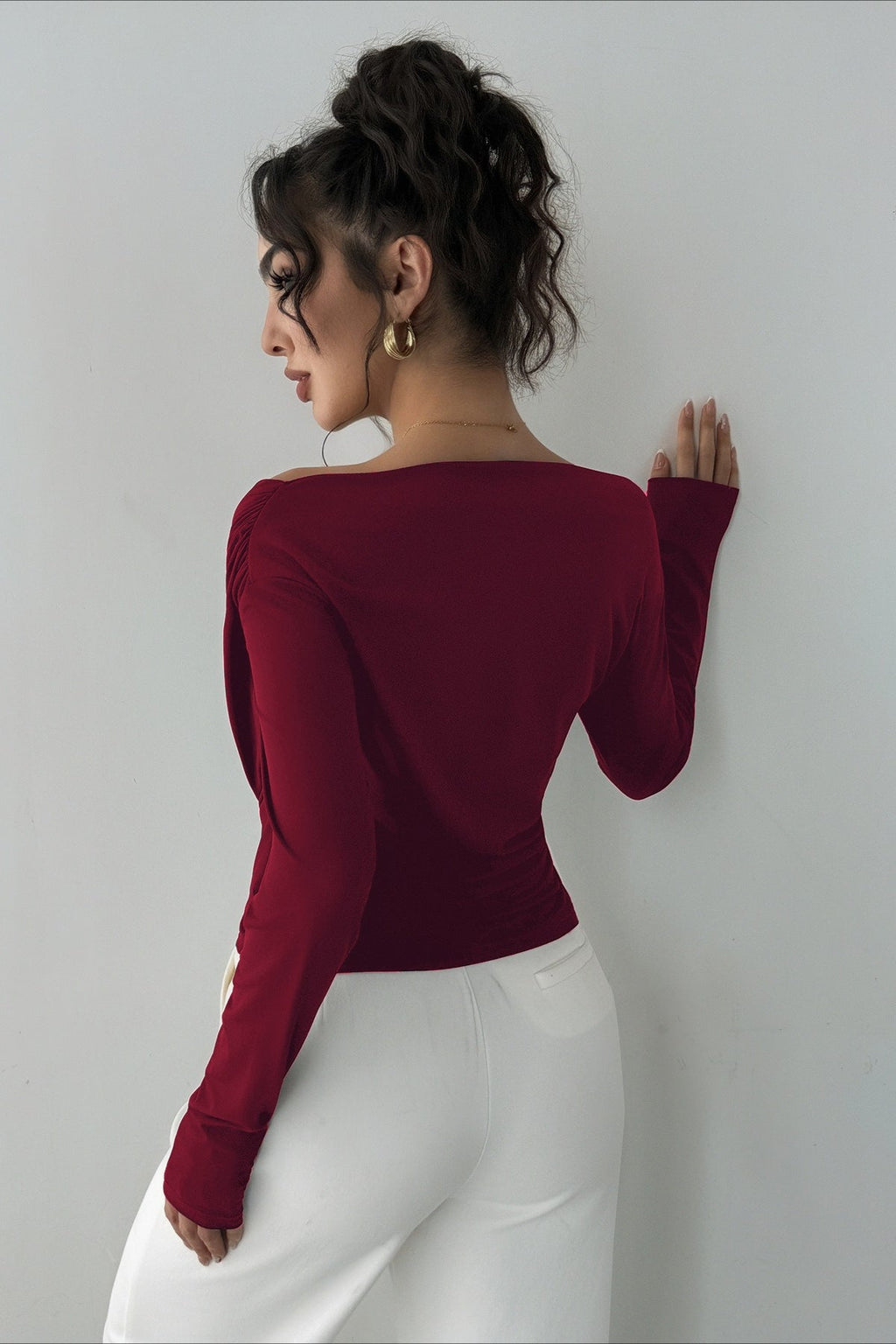 Crossover Off Shoulder Ruched Top