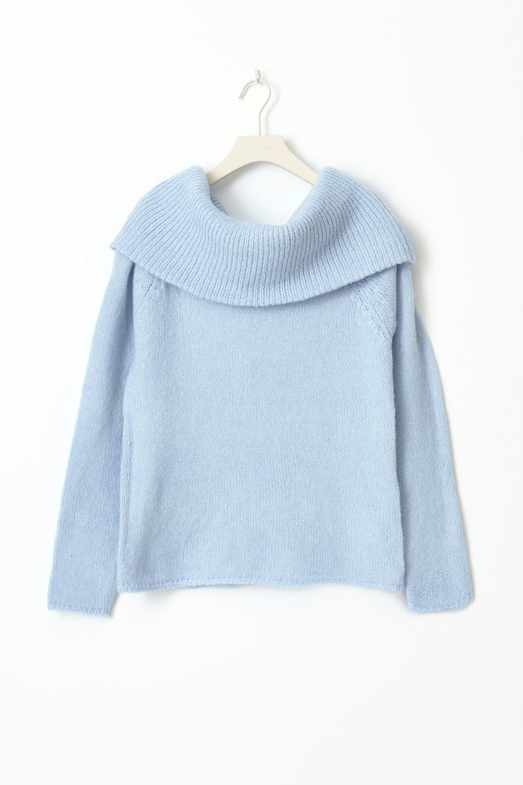 Foldover Collar Off Shoulder Fitted Sweater