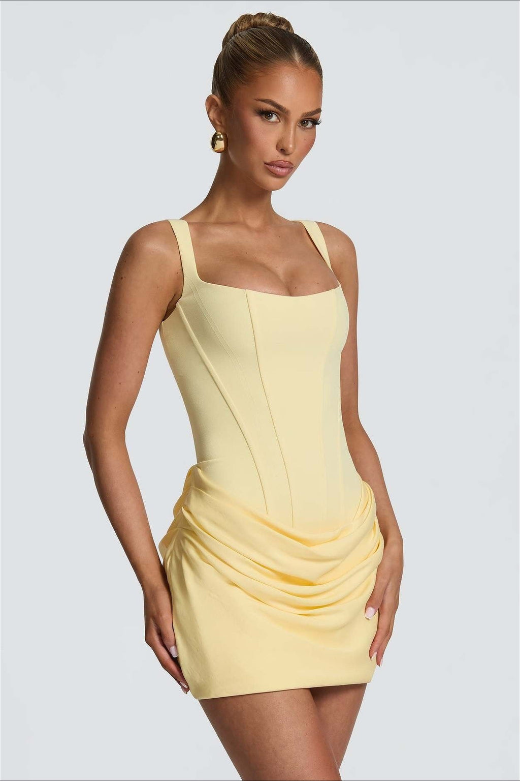 Corset Solid Ruched Mini Dress