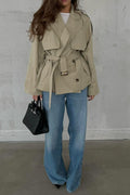 Storm Flap Belted Short Trench Coat