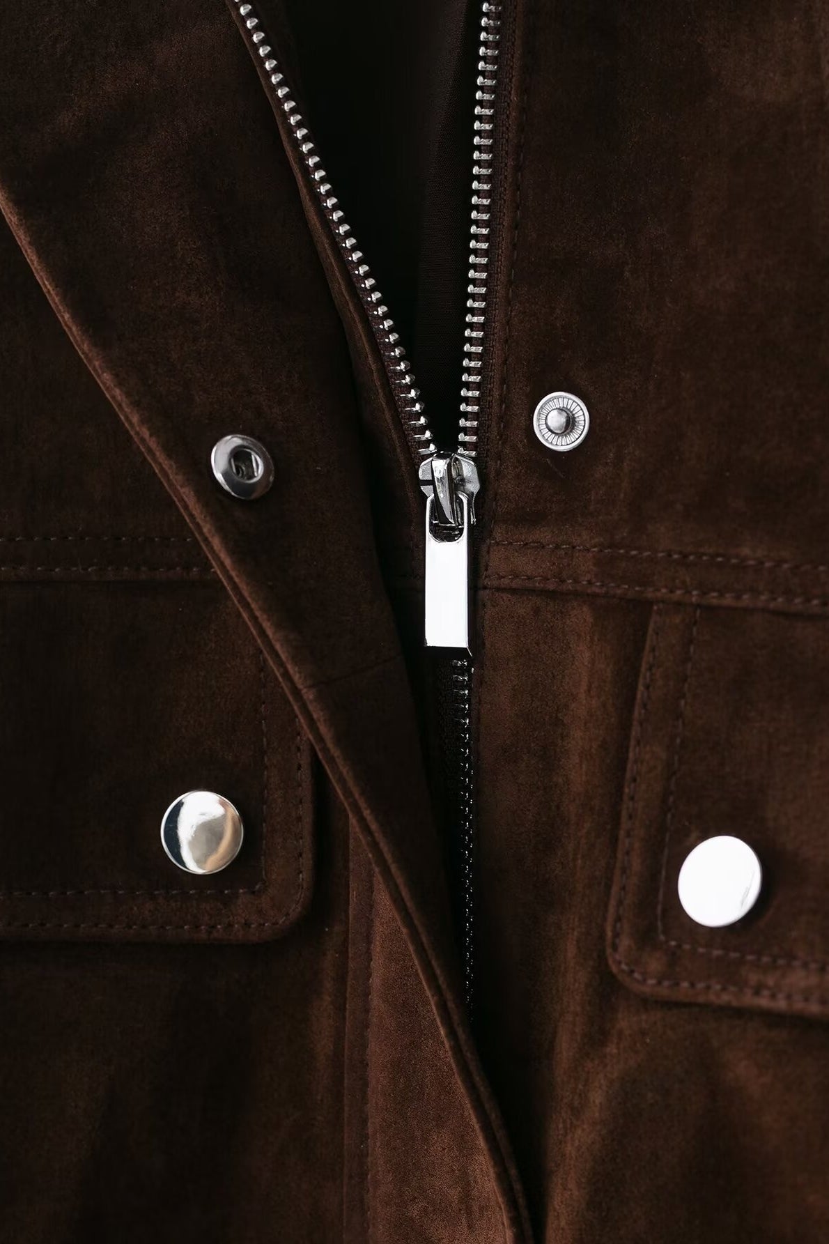 Stand Collar Suede Pocket Bomber Jacket