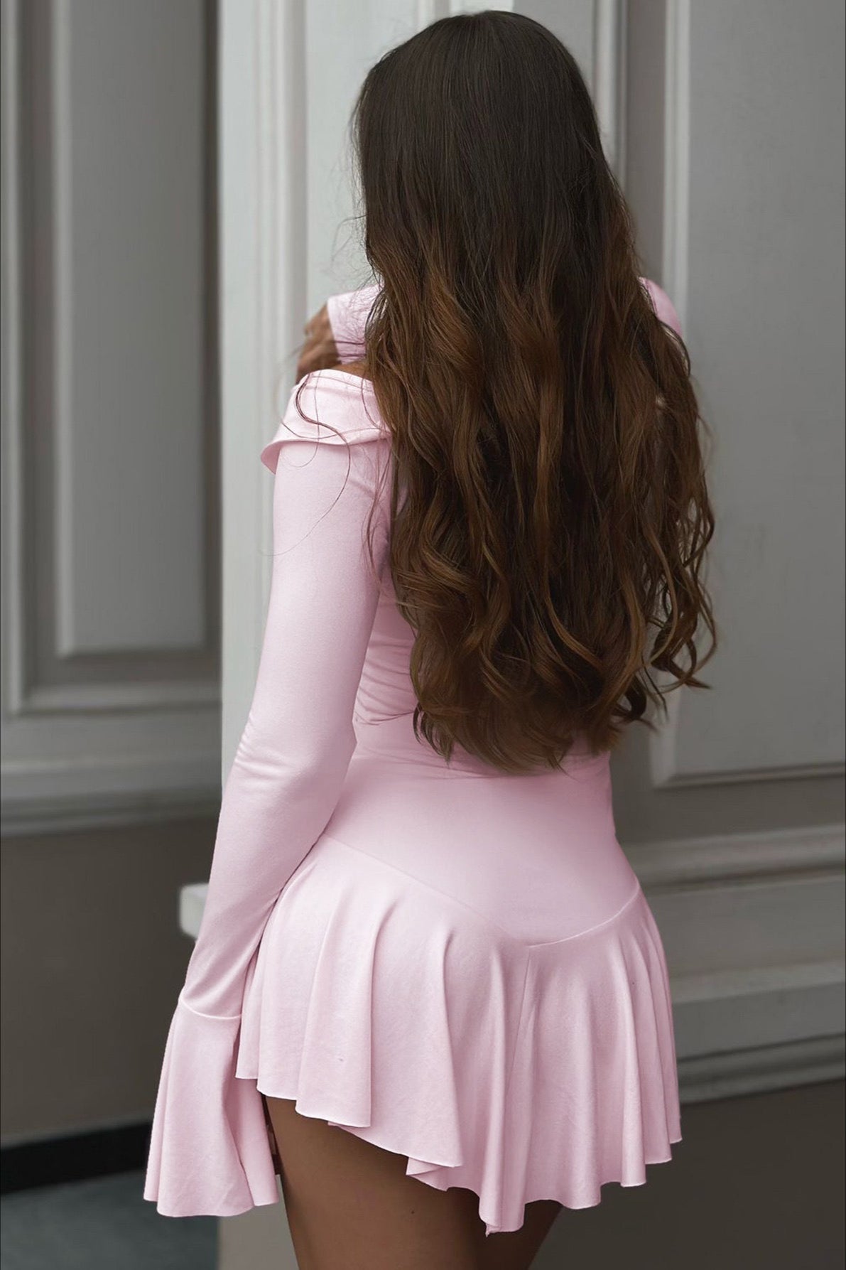 Solid Ruffle Flare Tie Bodycon Mini Dress