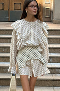 Ruffled Flare Sleeve Printed Mini Dress