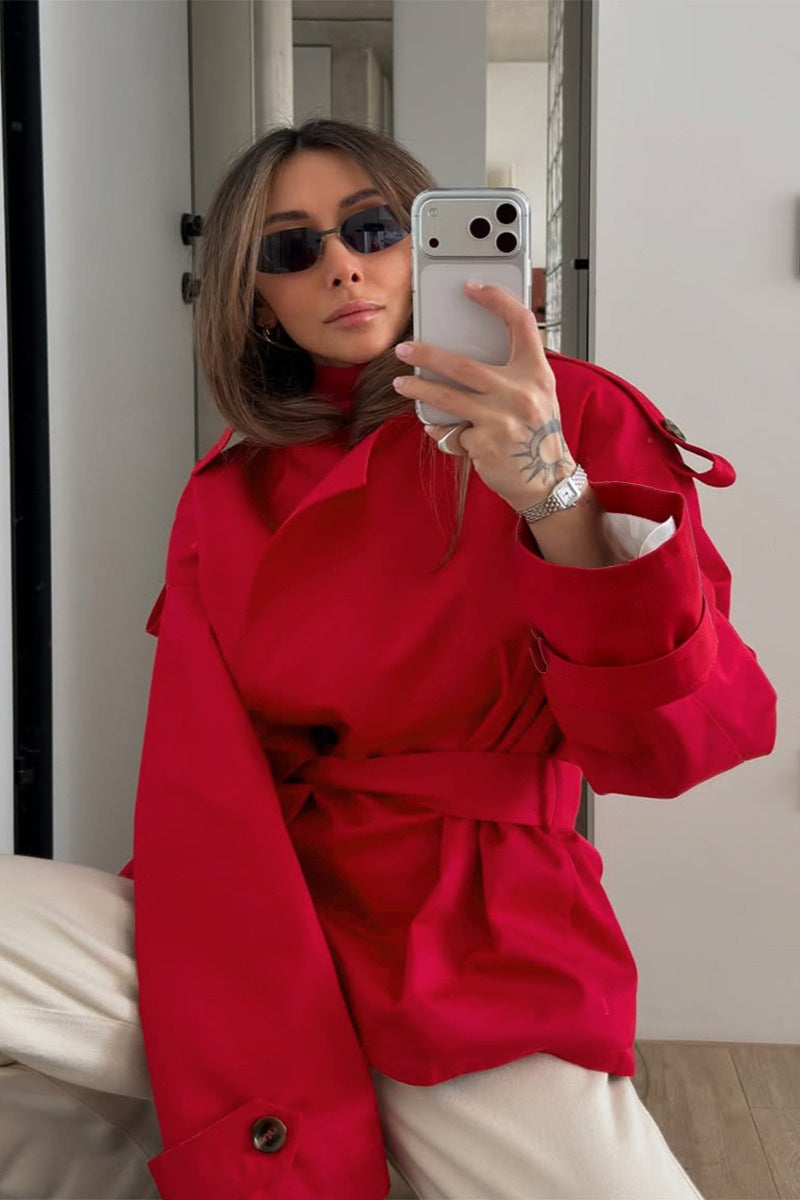 Tie Waist Short Trench Coat