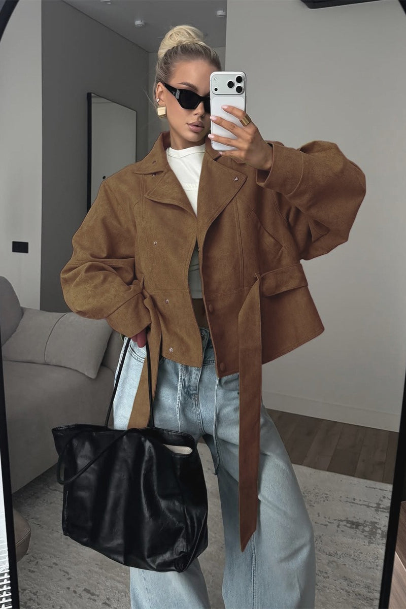 Tie Waist Cropped Field Jacket