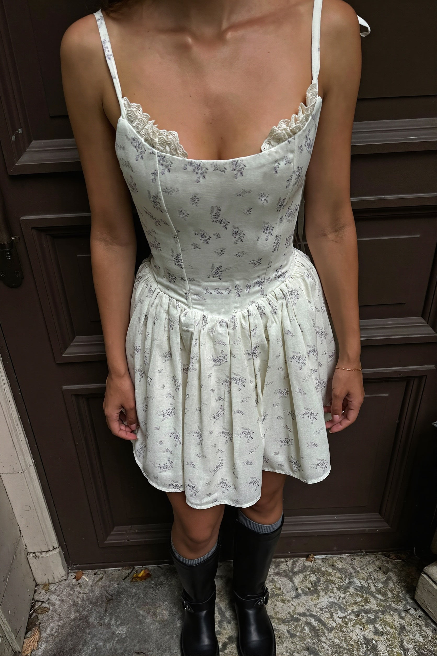Fresh Floral Pleated Sexy Mini Dress