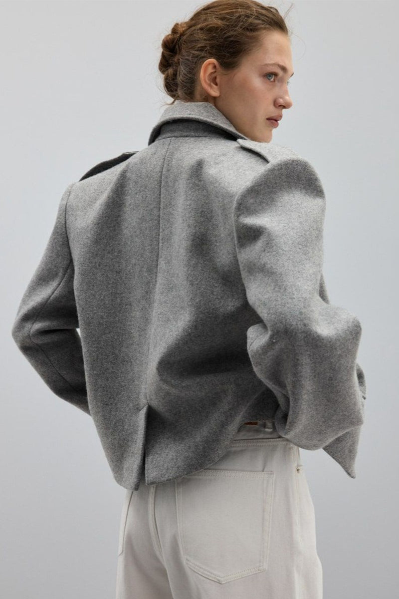 Shoulder Tab Open Front Cropped Blazer