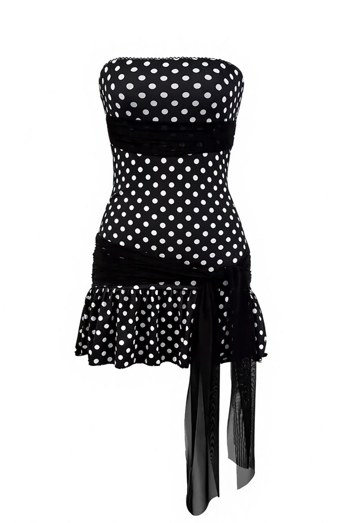 Strapless Tie Polka Dot Mini Dress