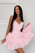 Asymmetric Cami Lace Patchwork Tie Waist Mini Dress