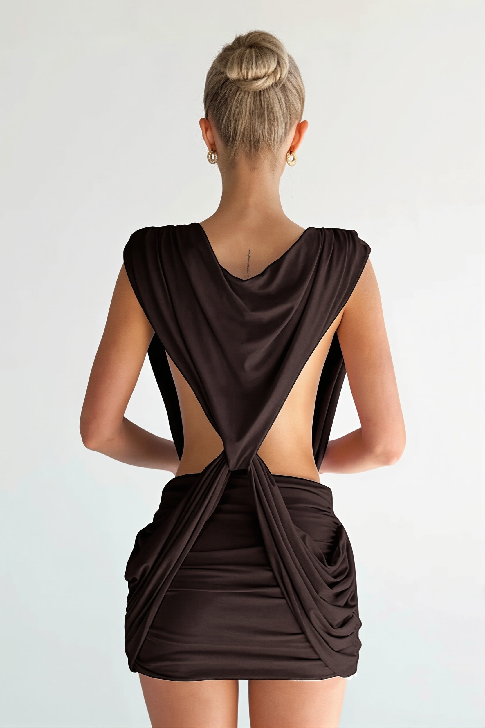 Twist Plunging Bodycon Mini Dress