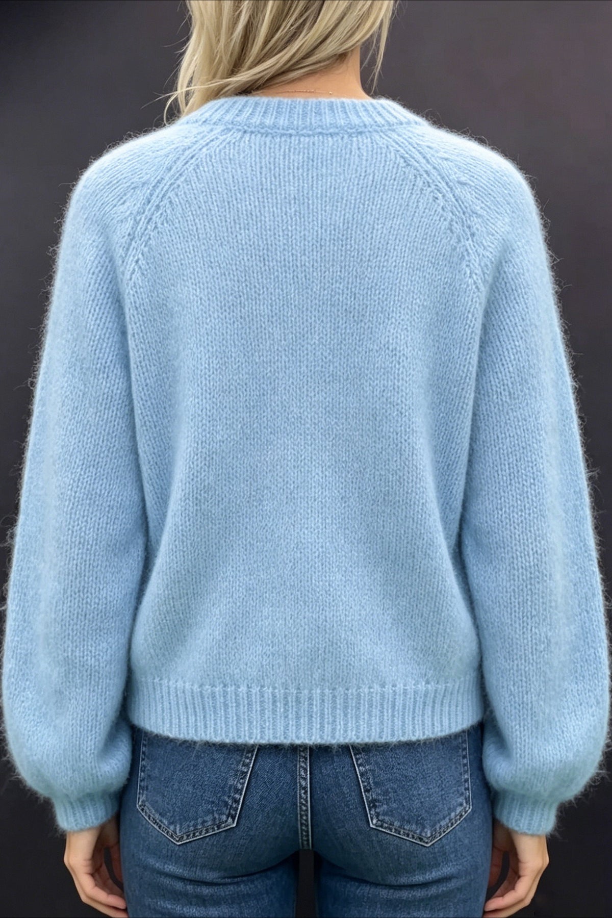 Sky Blue Open Front Fuzzy Cardigans