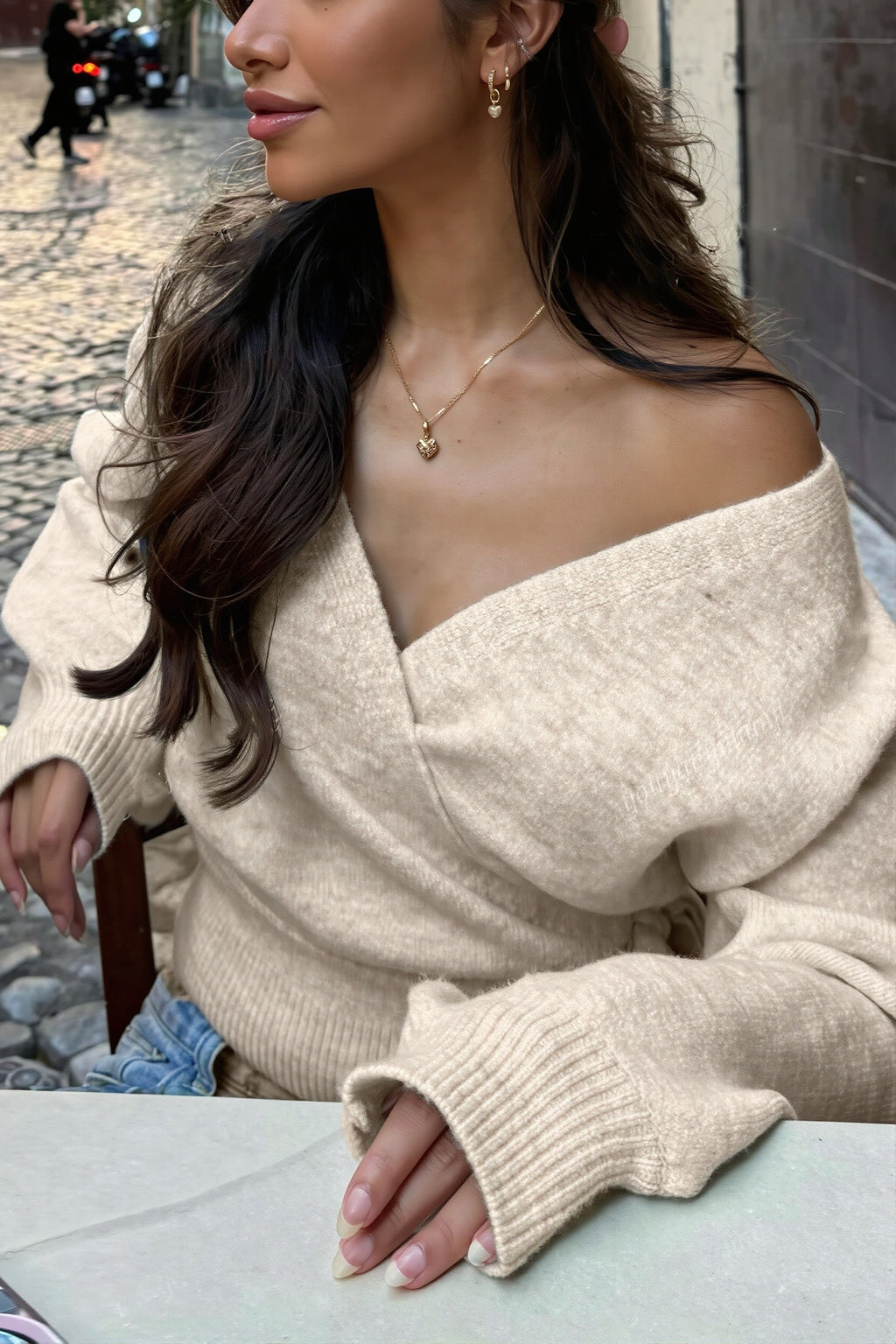 Wrap Front Tie Waist Cropped Sweater